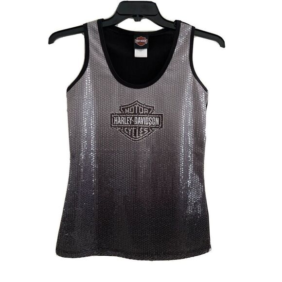 Harley Davidson Sleeveless Tank Sz Medium w/Sequins Black Daytona Beach FL - Picture 1 of 9